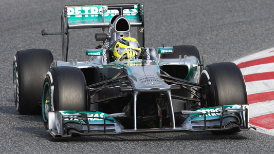 Test a Montmel&ograve;, 1° giorno<br>Rosberg al top, Alonso ok 