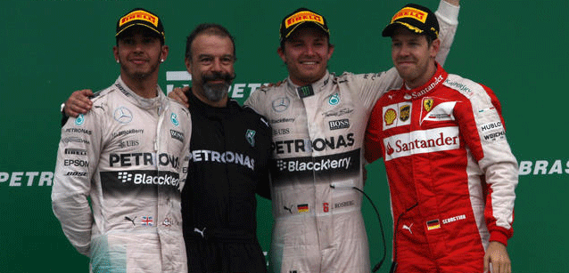 San Paolo - Rosberg trasformato<br />Hamilton annoiato, Vettel a podio