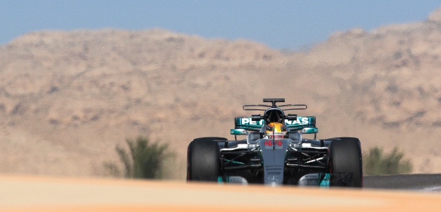 Test a Sakhir - 1° giorno<br />Primo Hamilton, secondo Giovinazzi