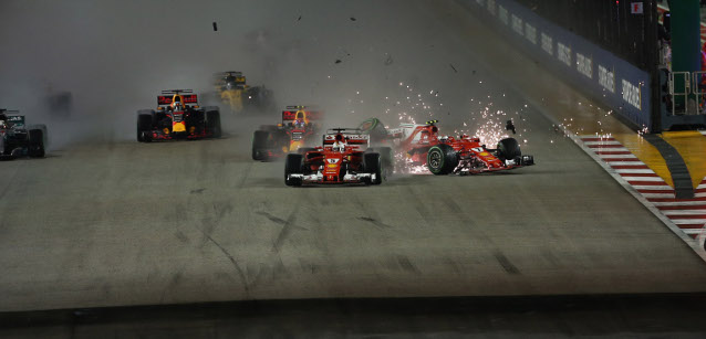 I protagonisti del crash al via<br />Verstappen accusa Vettel