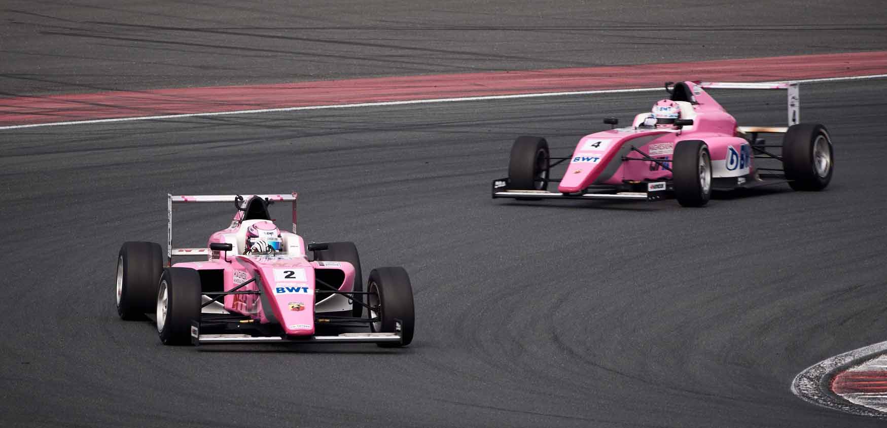 F4 UAE a Dubai, gara 4<br />Primo Goehler, Marinangeli sul podio