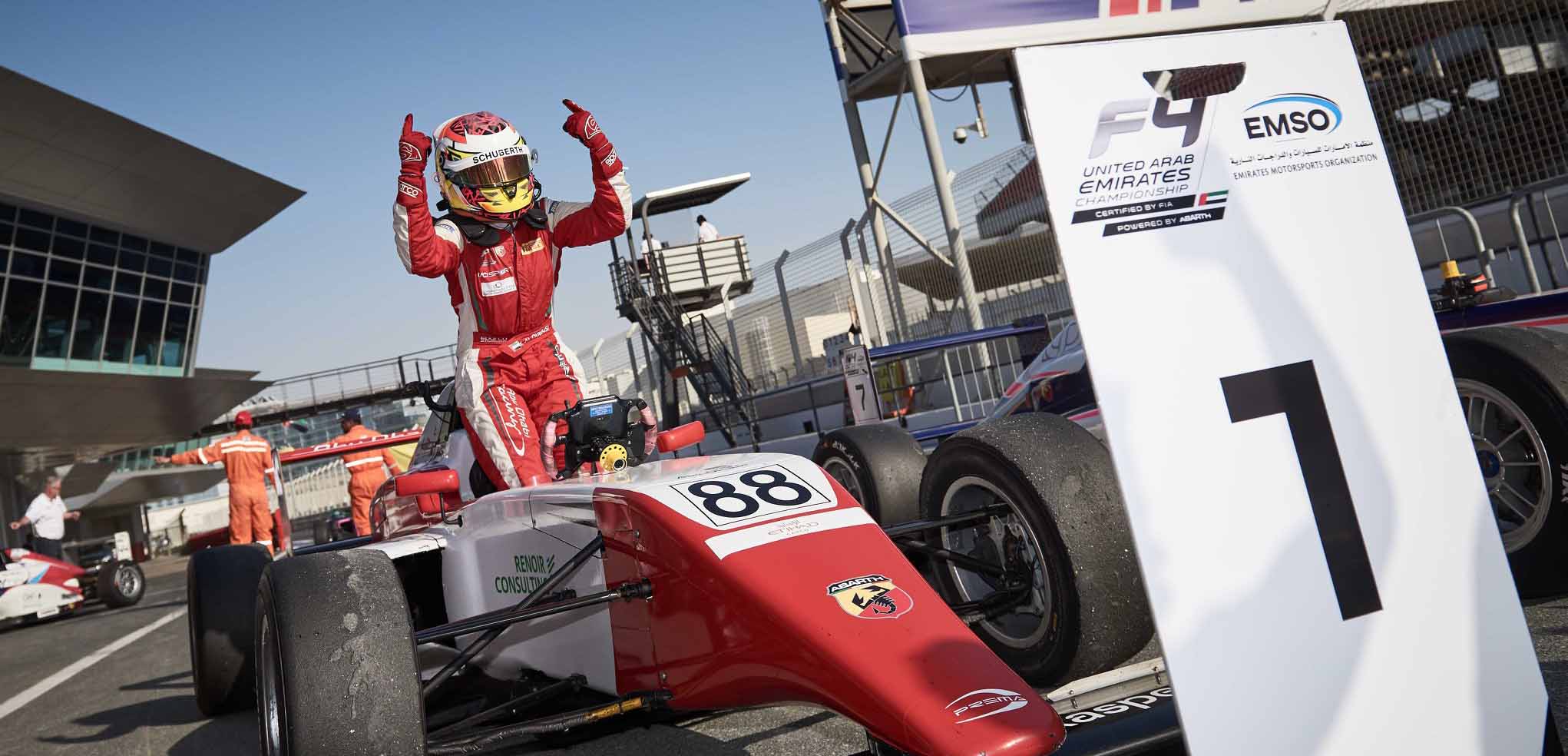 F4 UAE a Dubai, gara 1<br />Al Qubaisi prima, Pizzi rimane in vetta