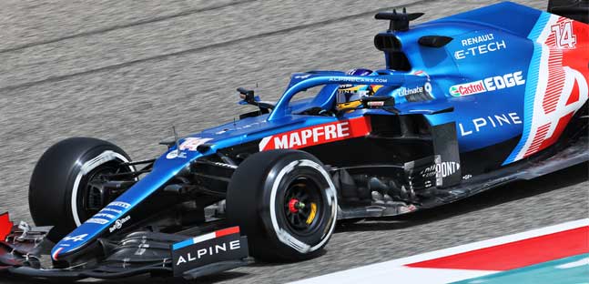 Test a Sakhir, ore 10 del 2° giorno<br />Alonso 1°, Sainz si gira, Vettel fermo