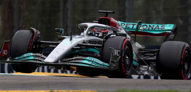 Imola - Libere 2<br />Russell porta la Mercedes al top