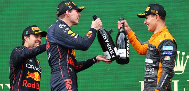 Red Bull perfetta, crollo Ferrari<br />Norris, Russell, Bottas meravigliosi