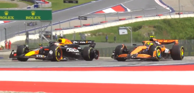Spielberg - La cronaca<br />Verstappen elimina Norris<br />Vince Russell su Piastri e Sainz