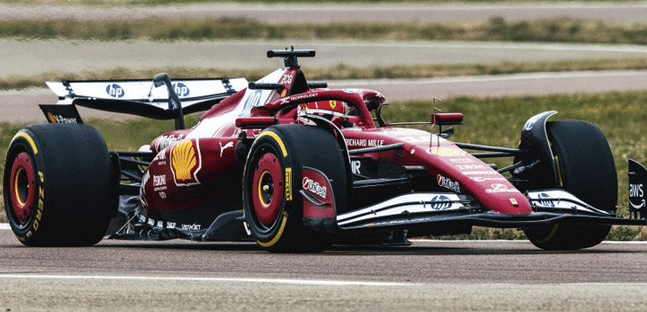 Primi giri di pista con<br />Leclerc per la Ferrari SF-25