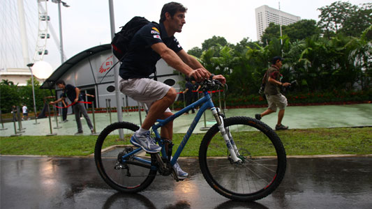 Singapore - Libere 1<br>Webber al top dopo la pioggia
