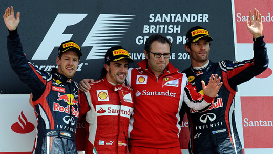 Silverstone - Gara<br>Fenomenale Alonso, vince la Ferrari